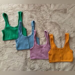Colorful Ribbed Crop Tops